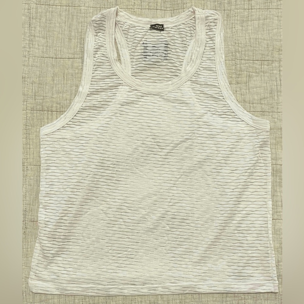 Men’s NDS Cropped White Mesh Tank Top